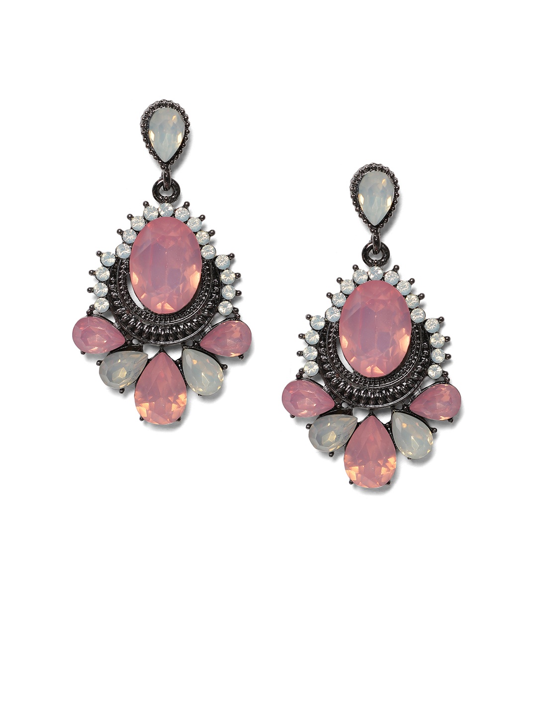 Kazo Pink & White Diamond Shaped Drop Earrings