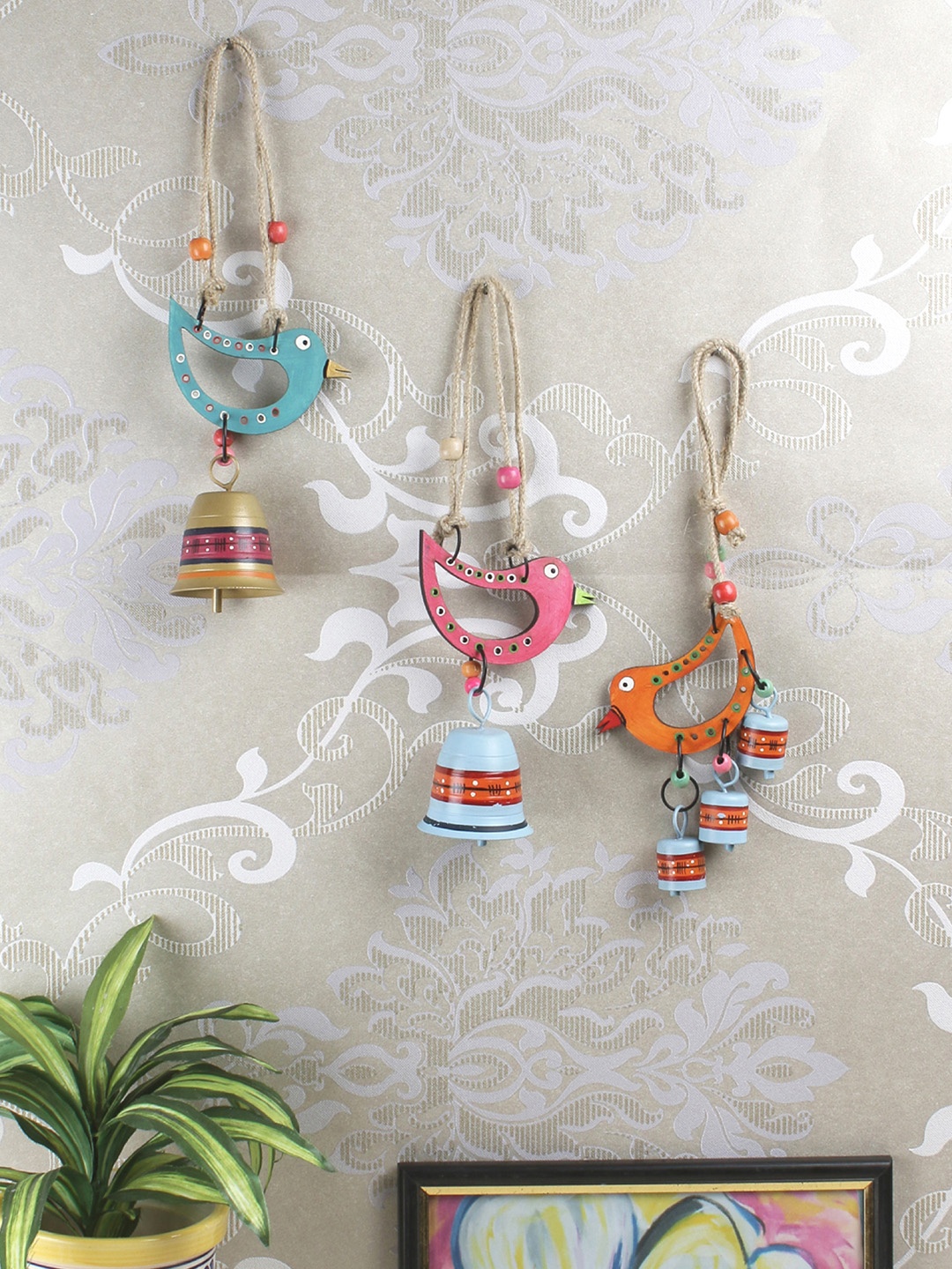 VarEesha Set of 3 Multicoloured Sparrow "Tinkle Bells" Wall Decorative Bells Windchime, Multi
VarEesha Set of 3 Multicoloured Sparrow "Tinkle Bells" Wall Decorative Bells Windchime, Multi