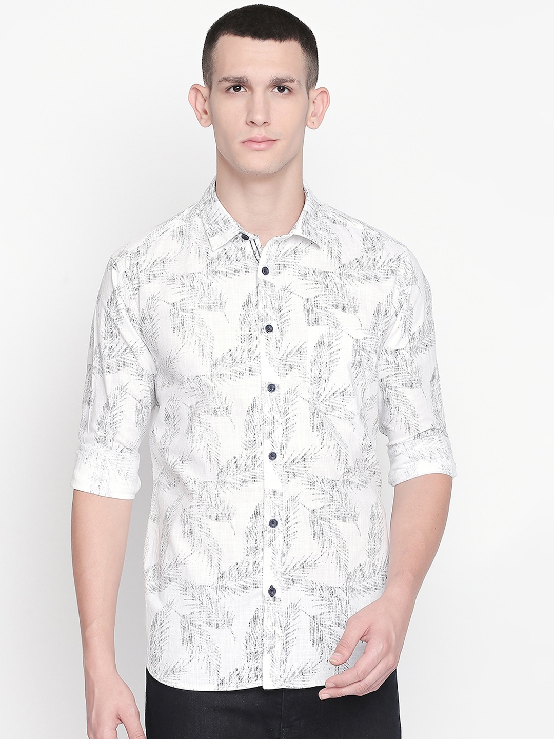 Urban Ranger by pantaloons Men White Slim Fit Printed Casual Shirt