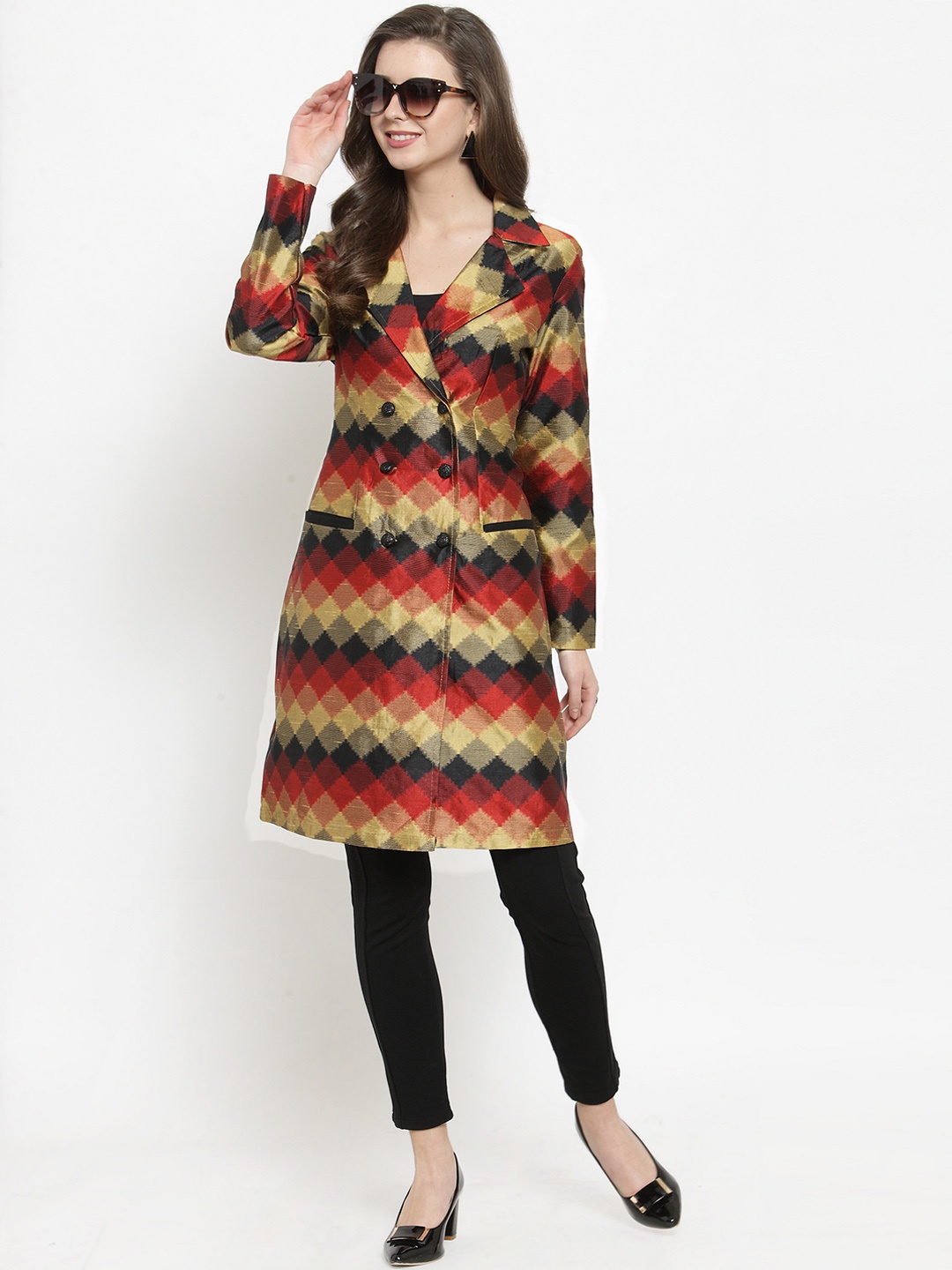 Get Glamr Women Rust Printed Straight Ikat Kurta