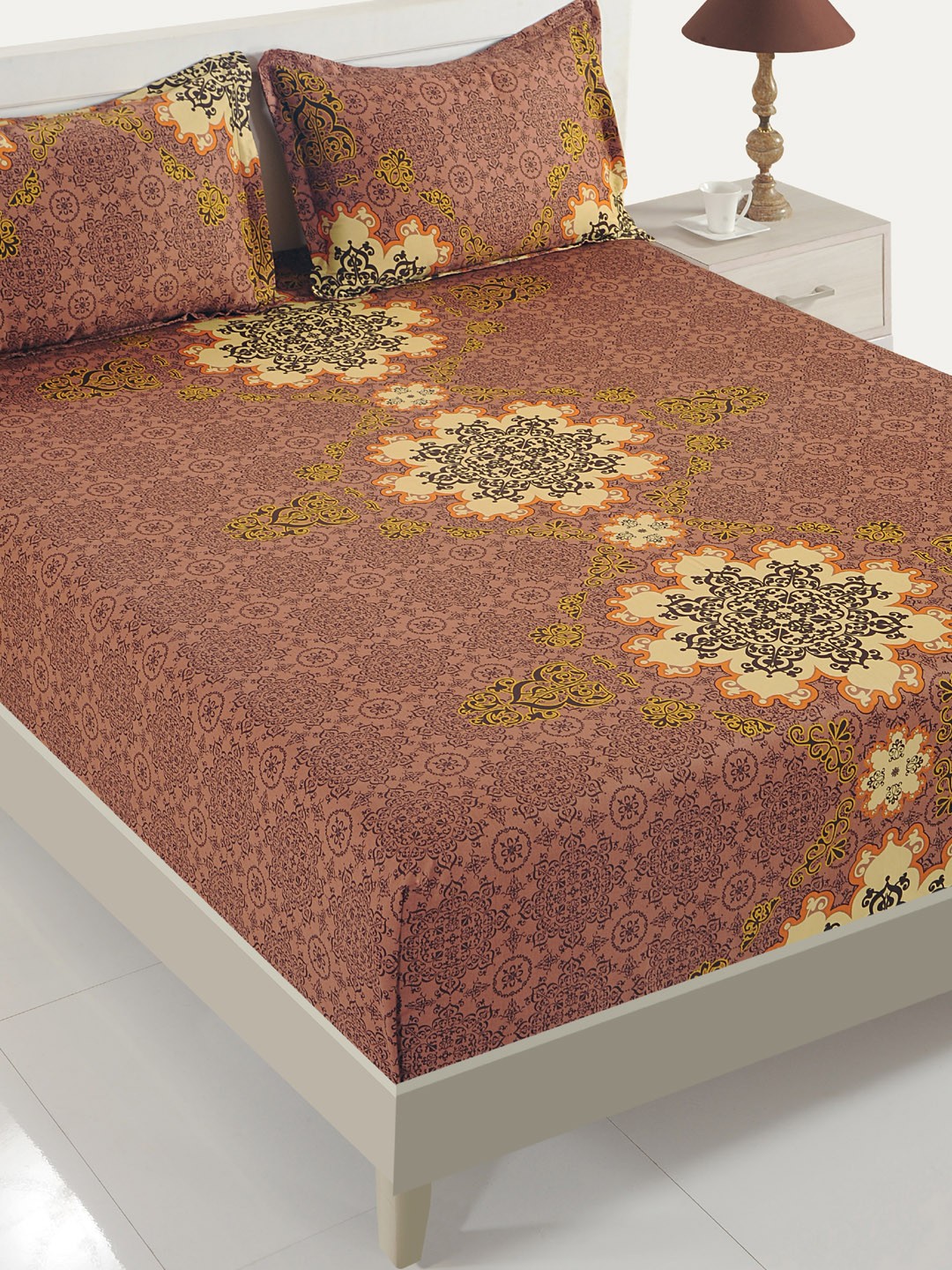 SWAYAM Brown & Black Ethnic Motifs 250 TC Cotton 1 Queen Bedsheet with 2 Pillow Covers
SWAYAM Brown & Black Ethnic Motifs 250 TC Cotton 1 Queen Bedsheet with 2 Pillow Covers