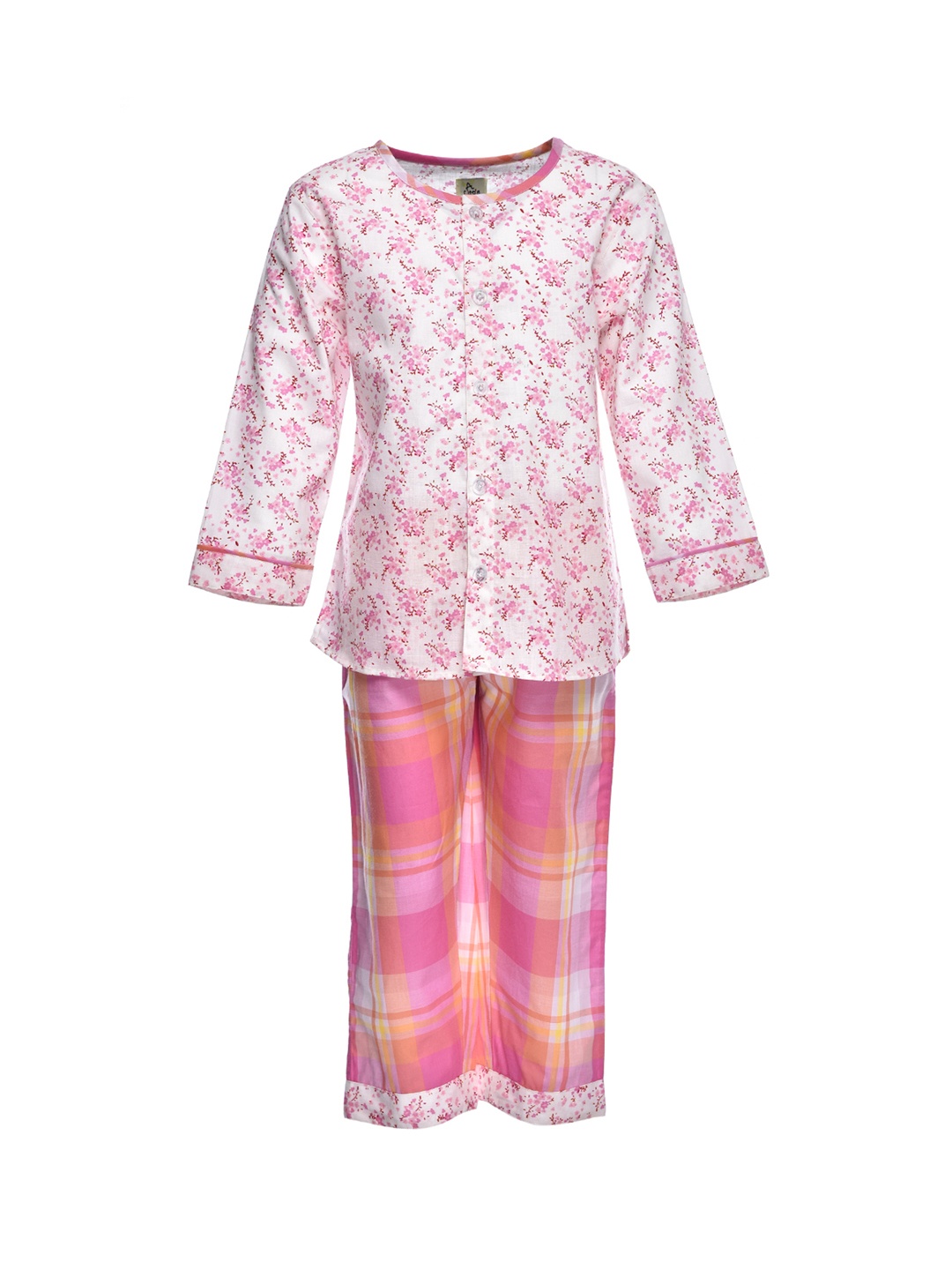A Little Fable Unisex Off-White & Pink Printed Night Suit ALFns290219