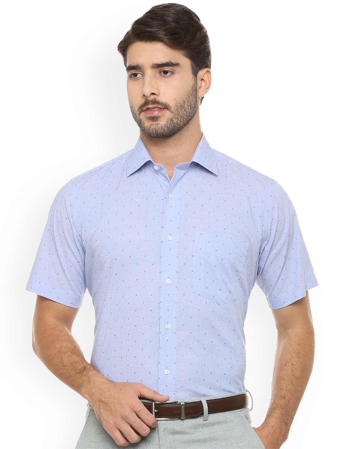 Van Heusen Men Blue Regular Fit Printed Formal Shirt