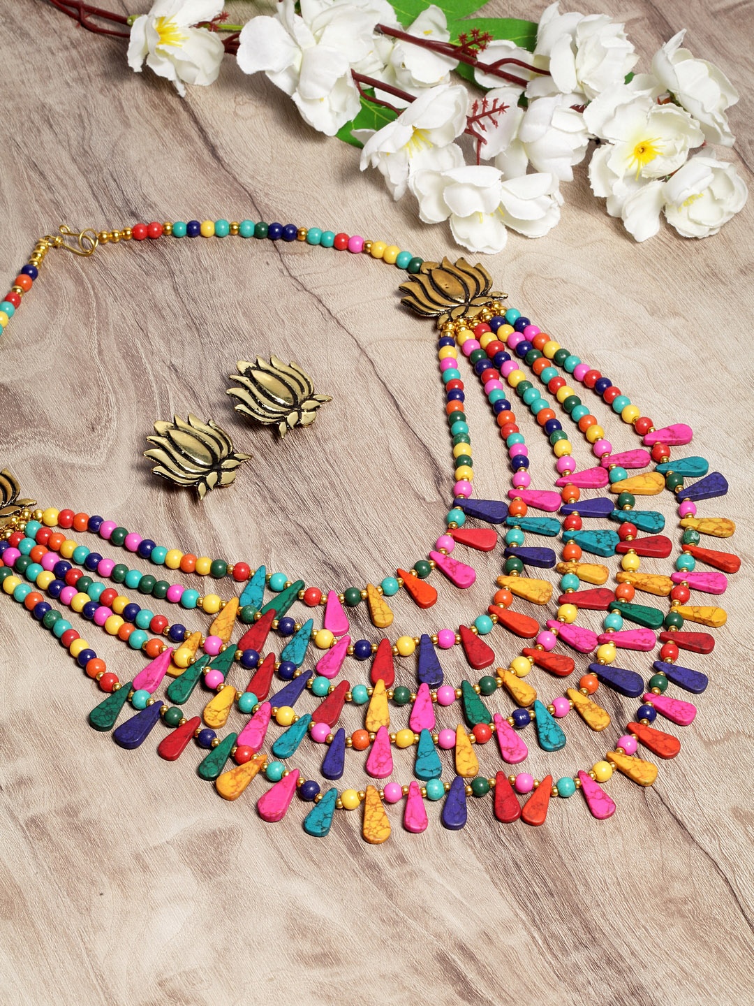Moedbuille Multicoloured Gold-Plated Beaded Handcrafted Layered Afghan Jewellery Set, Multi
Moedbuille Multicoloured Gold-Plated Beaded Handcrafted Layered Afghan Jewellery Set, Multi