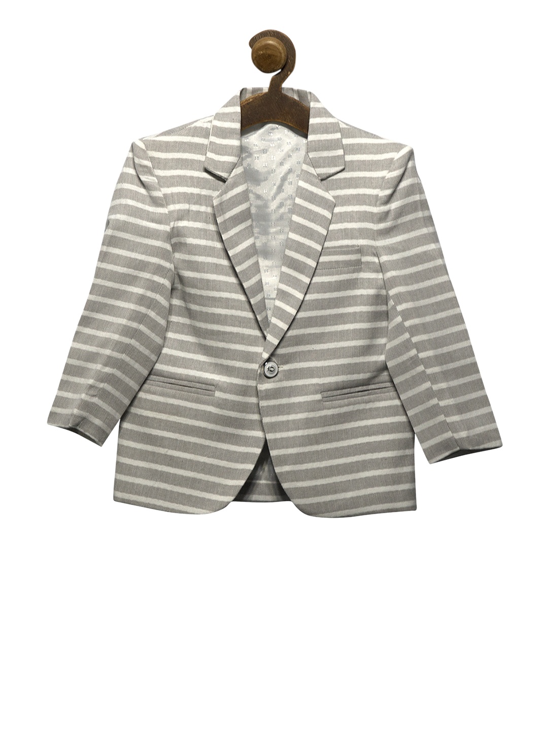 RIKIDOOS Boys Off White & Grey Striped Tailored Fit Single-Breasted Pure Cotton Blazer
RIKIDOOS Boys Off White & Grey Striped Tailored Fit Single-Breasted Pure Cotton Blazer