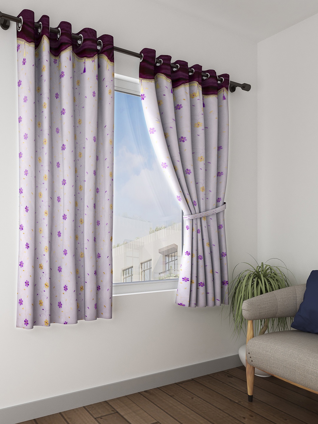 Cortina Violet & Golden Printed Single Fancy Valance Floral Printed Sheer Window Curtain
Cortina Violet & Golden Printed Single Fancy Valance Floral Printed Sheer Window Curtain