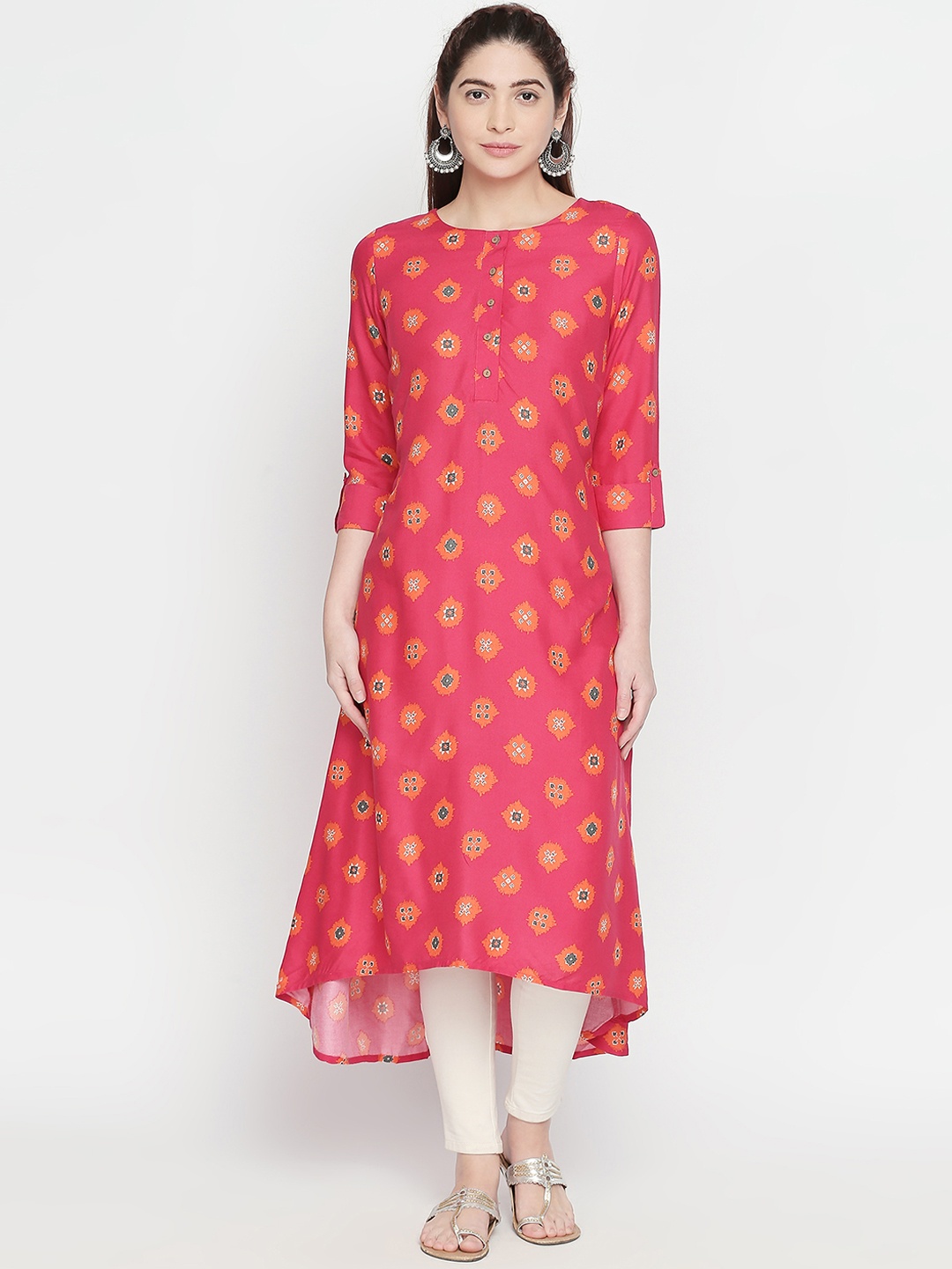 RANGMANCH BY PANTALOONS Women Pink Printed A-Line Kurta