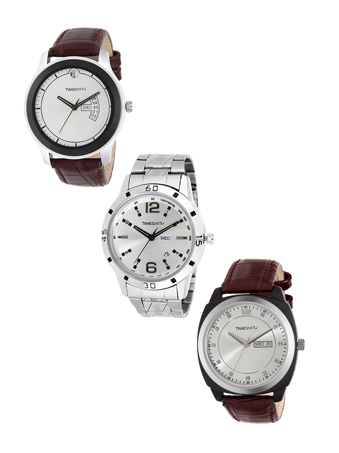 TIMESMITH Men Set of 3 Analogue Watches, Multi
