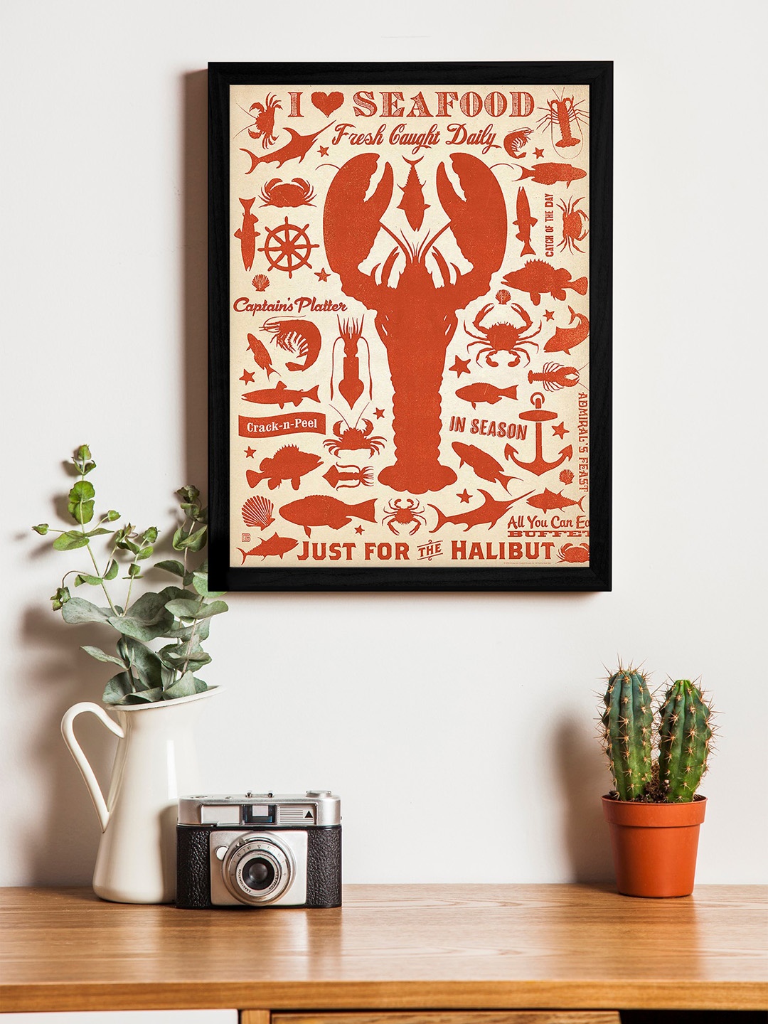 Art Street Maroon & Black Wall Art With Wooden Frame
