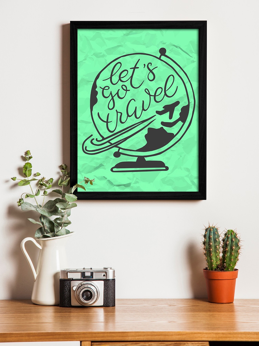 Art Street Green & Black Wall Art With Wooden Frame