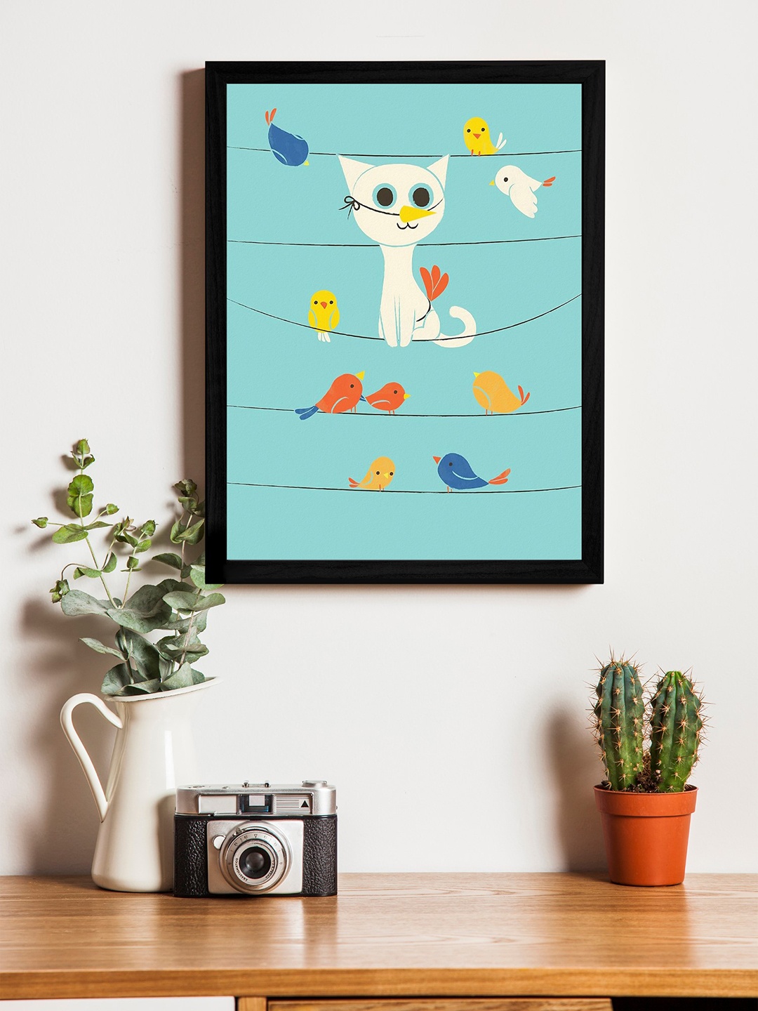 Art Street Blue Wall Art With Wooden Frame