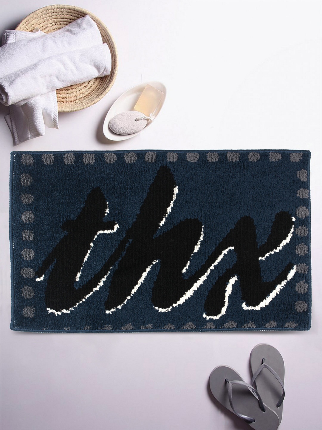 ROMEE Blue Printed Bath Rug
