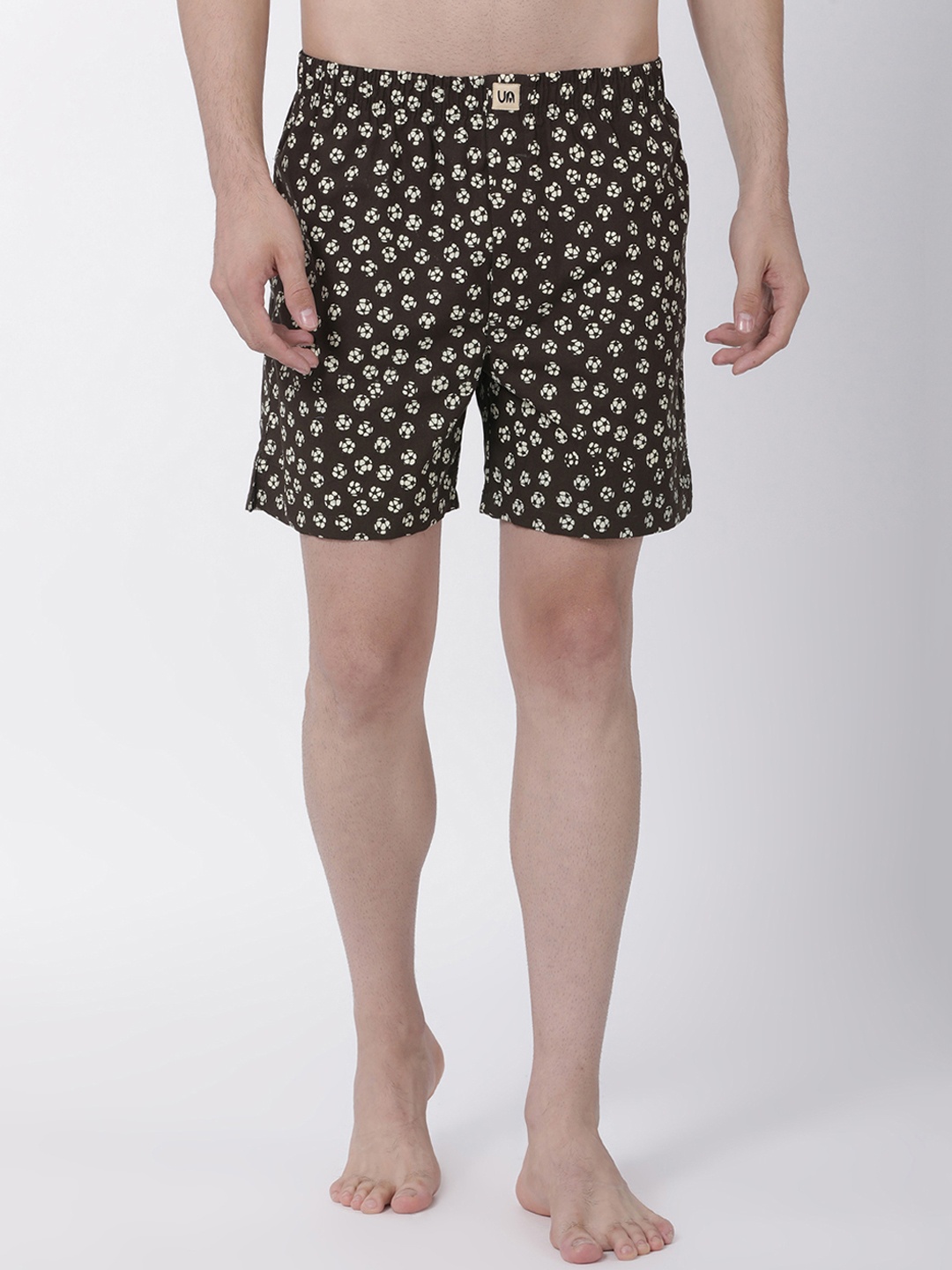 Urban Dog Men Brown Printed Pure Cotton Boxers UDBX149