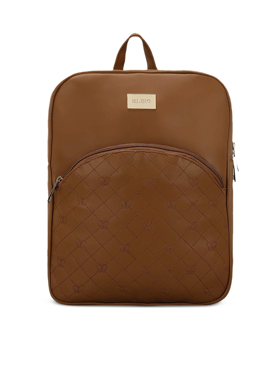 KLEIO Women Vegan PU Quilted Backpack, Brown