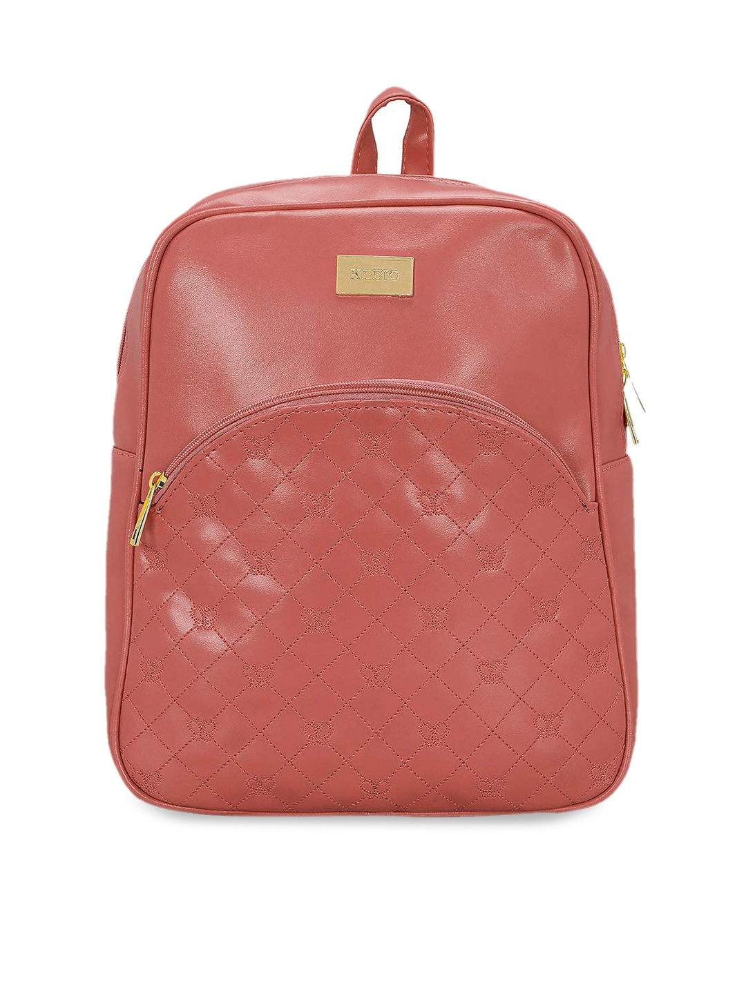 KLEIO Women Vegan PU Quilted Backpack, Pink