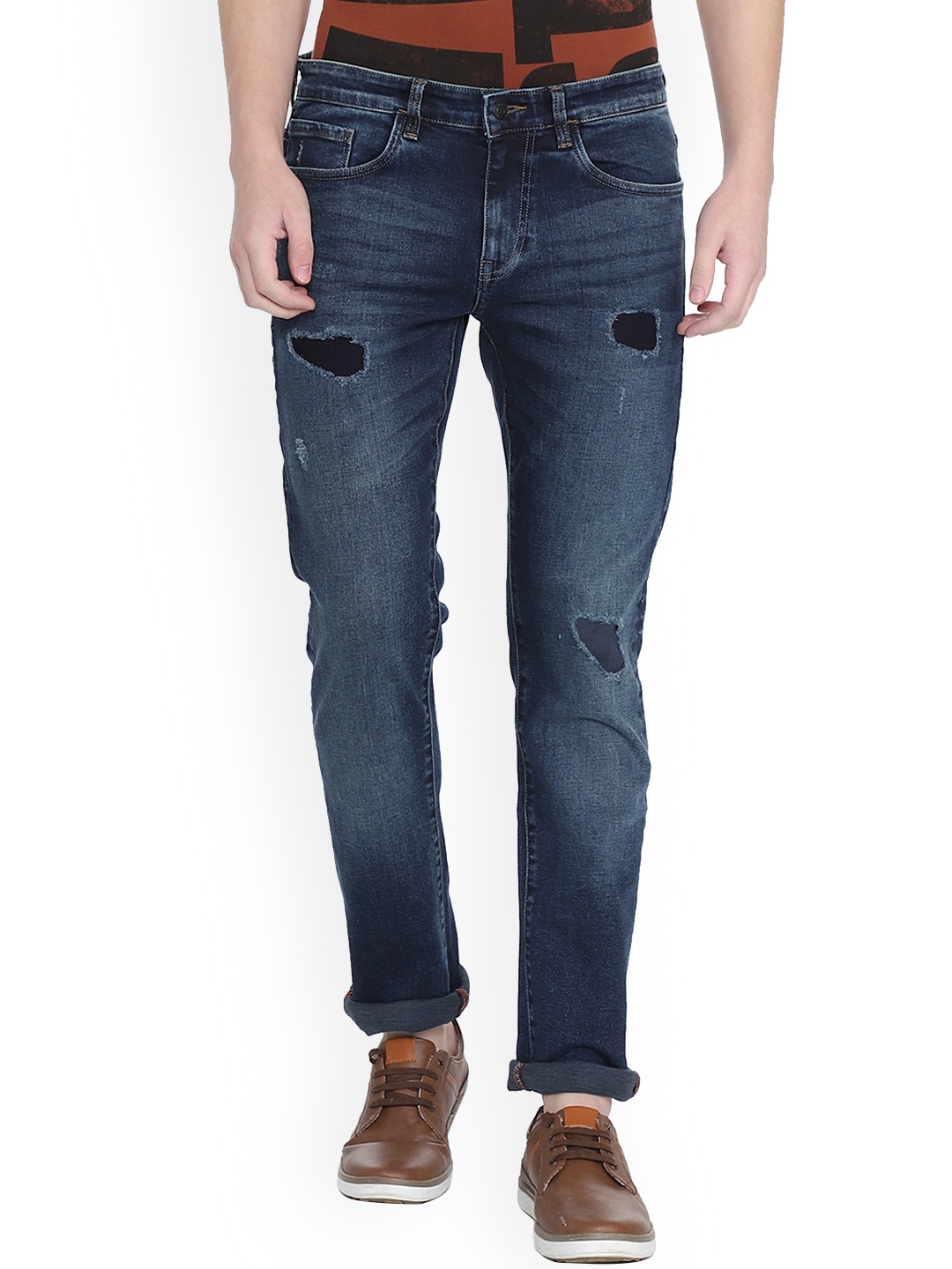 Allen Solly Men Blue Slim Fit Mid-Rise Mildly Distressed Jeans