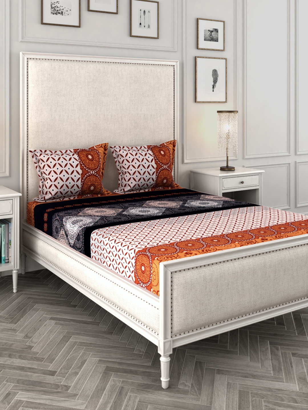 ROMEE Multicoloured Ethnic Motifs 144 TC Microfiber Bedsheet with 2 Pillow Covers, Multi
ROMEE Multicoloured Ethnic Motifs 144 TC Microfiber Bedsheet with 2 Pillow Covers, Multi