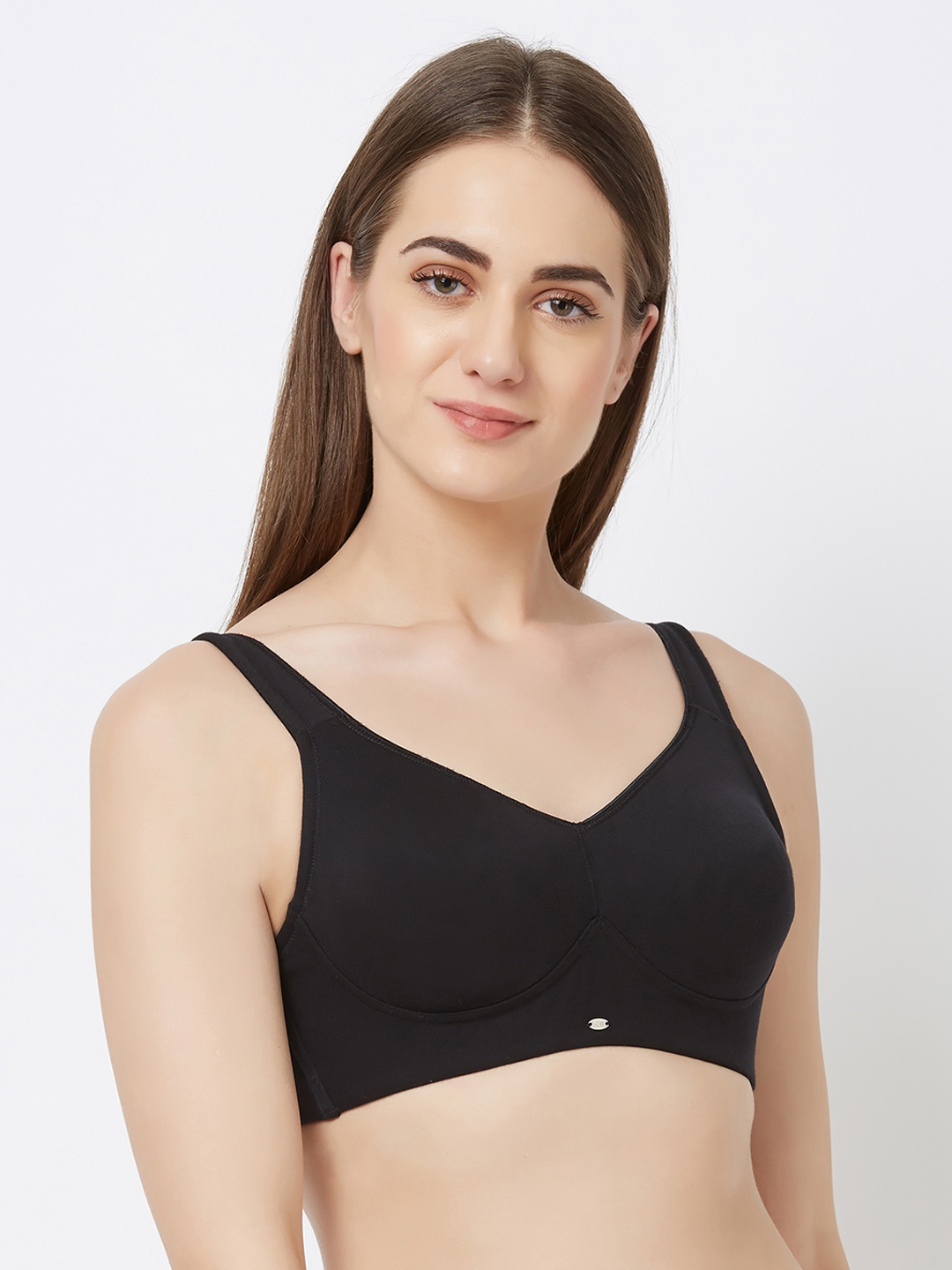 Soie Black Solid Non-Wired Non Padded Minimizer Bra CB-333