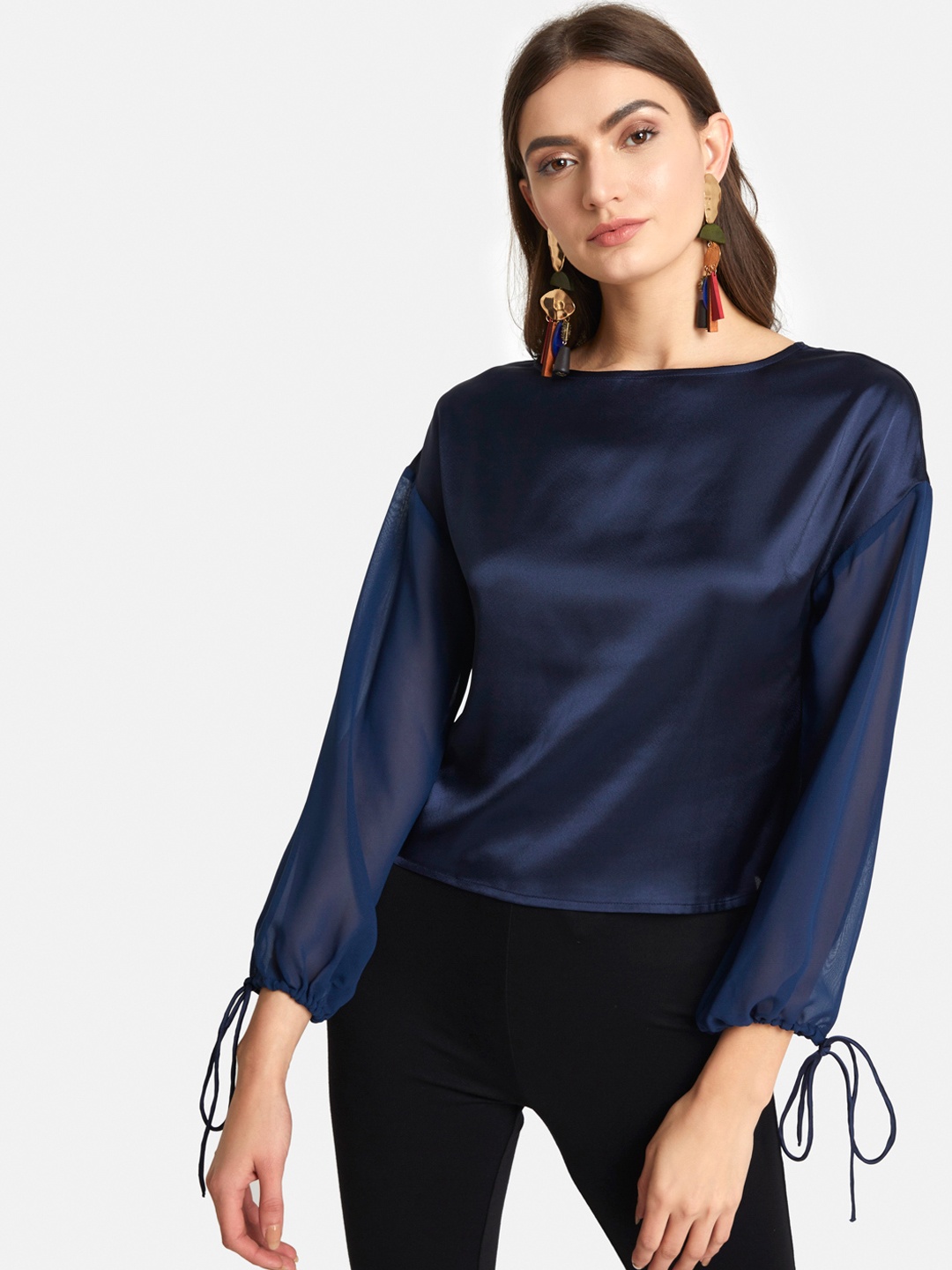Kazo Women Navy Blue Solid Top