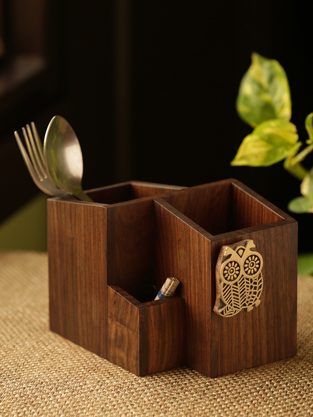 ExclusiveLane Brown 3 Partitions Wooden Handcrafted Sheesham Wood Owl Block Cutlery Holder
ExclusiveLane Brown 3 Partitions Wooden Handcrafted Sheesham Wood Owl Block Cutlery Holder