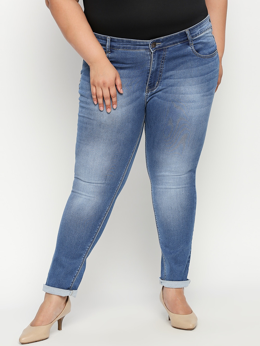 ZUSH Plus Size Women Blue Regular Fit Mid-Rise Clean Look Jeans