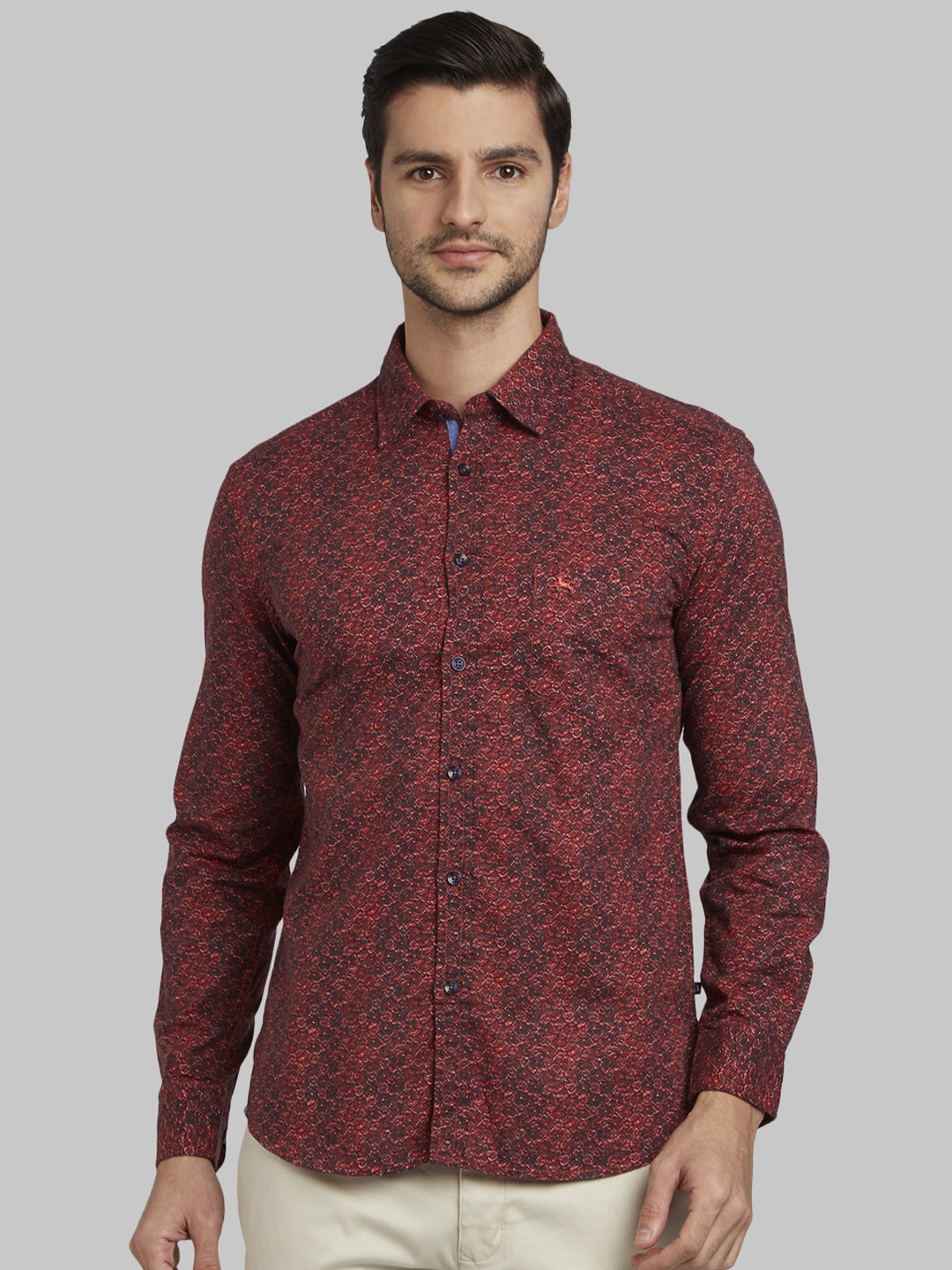Parx Men Red & Black Slim Fit Printed Casual Shirt