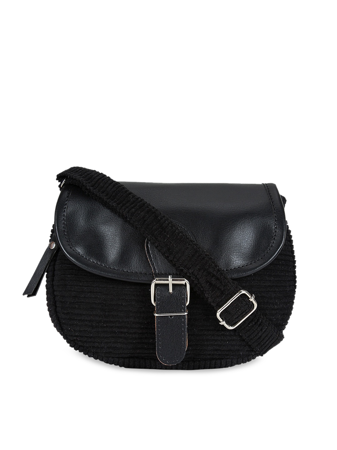 Anekaant Black Solid Sling Bag