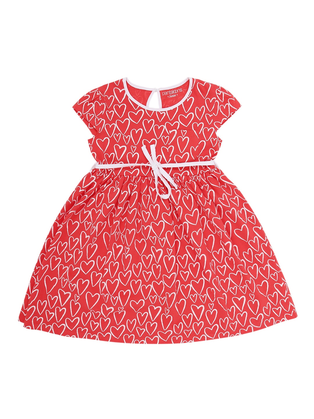 Pantaloons Junior Girls Pink & White Fit and Flare Dress