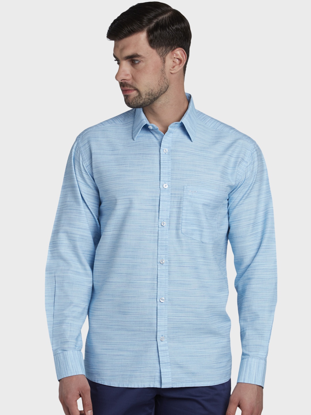 ColorPlus Men Blue Regular Fit Solid Casual Shirt
