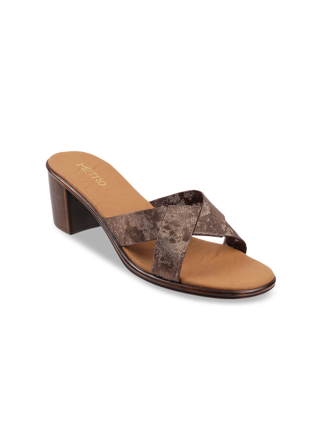 Metro Women Copper-Toned Printed Sandals