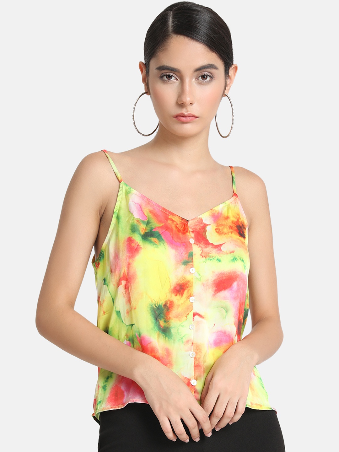 Kazo Women Yellow Printed A-Line Top