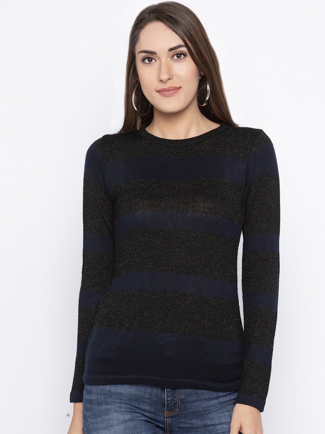 Globus Women Navy Blue Solid Top