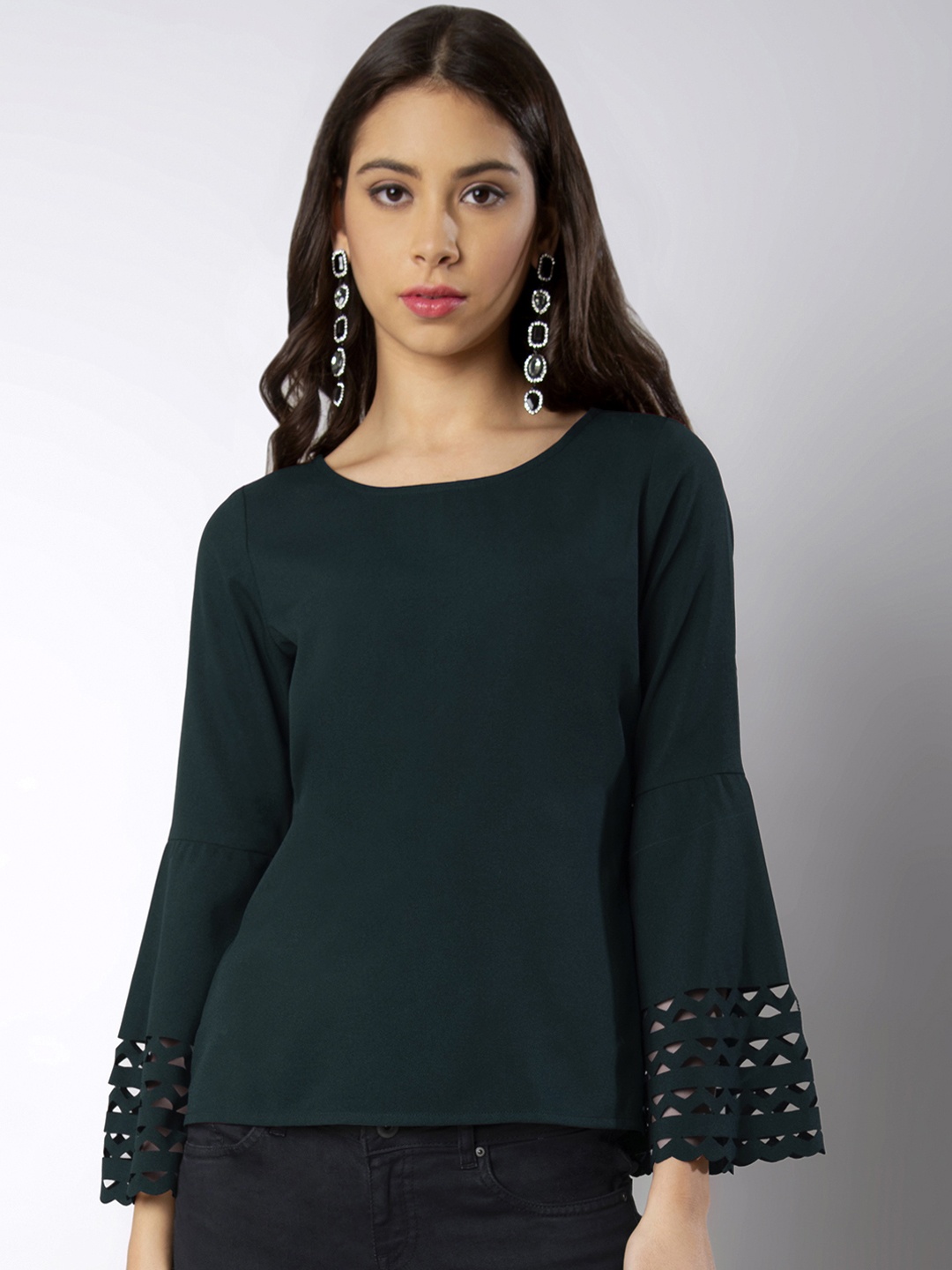 FabAlley Women Green Solid Top
