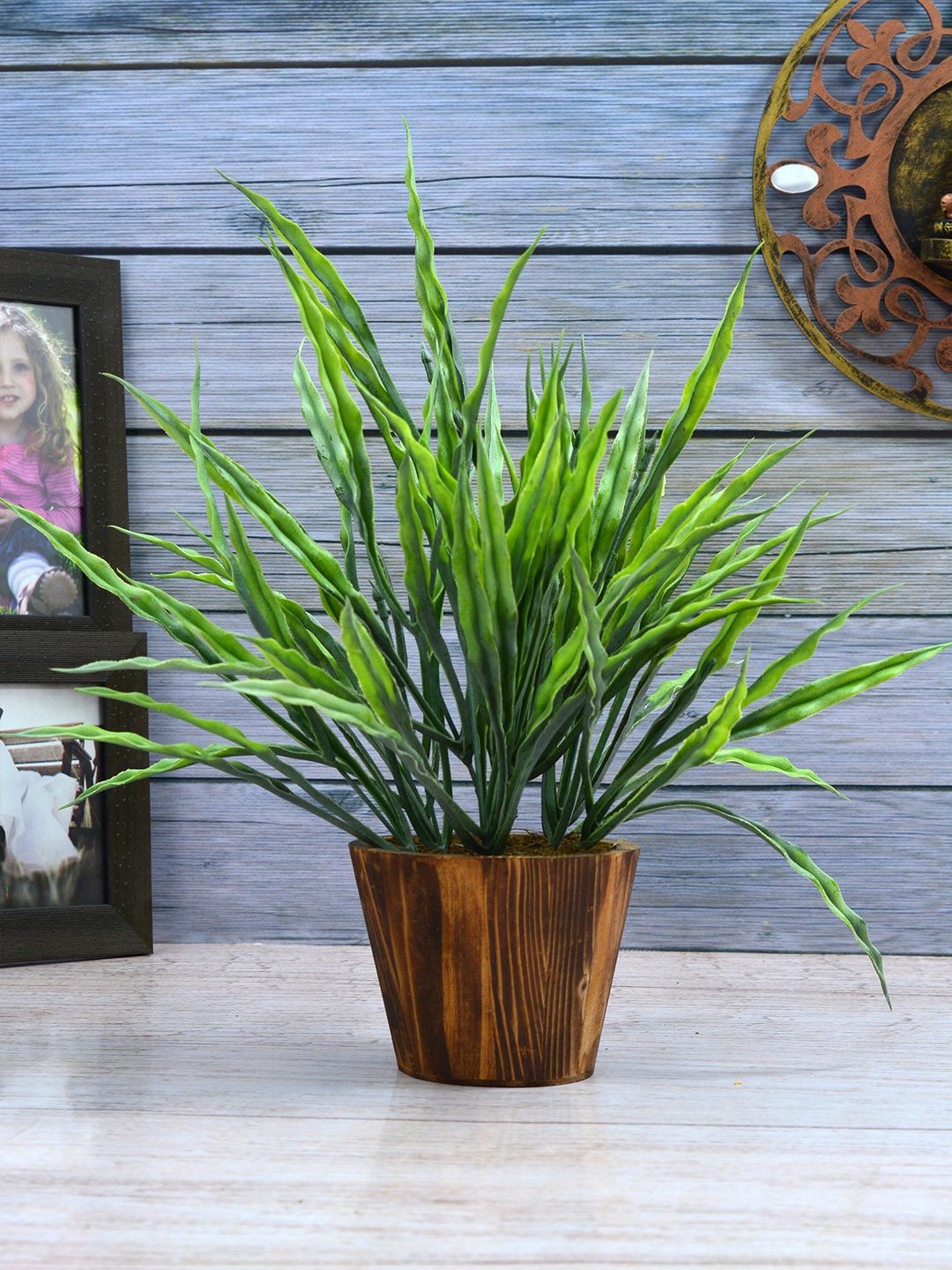 fancy mart Green & Brown Artificial Bamboo Grass Plant With Pot