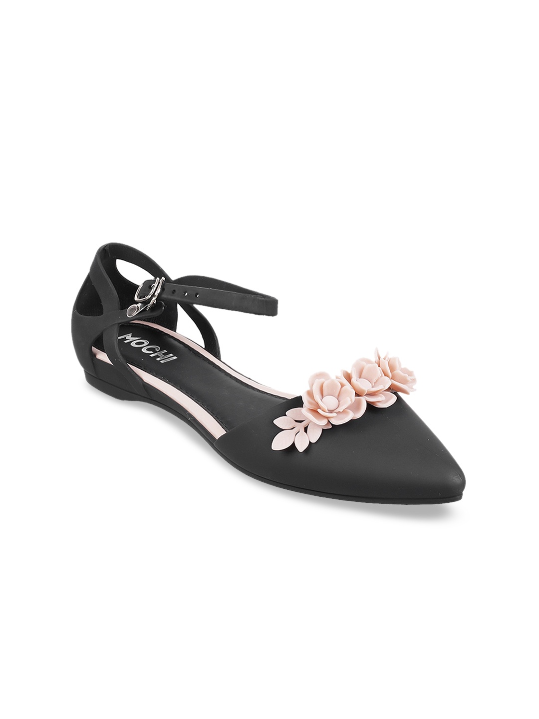 Mochi Women Black & Pink Solid Ballerinas