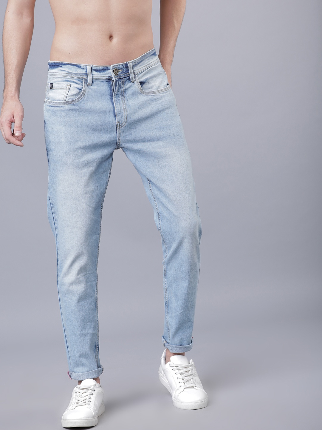 LOCOMOTIVE Men Blue Tapered Fit Mid-Rise Clean Look Stretchable Jeans