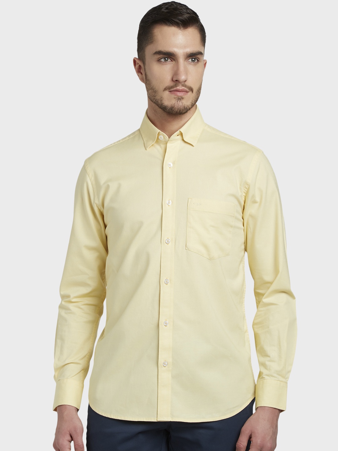 ColorPlus Men Yellow Slim Fit Solid Casual Shirt