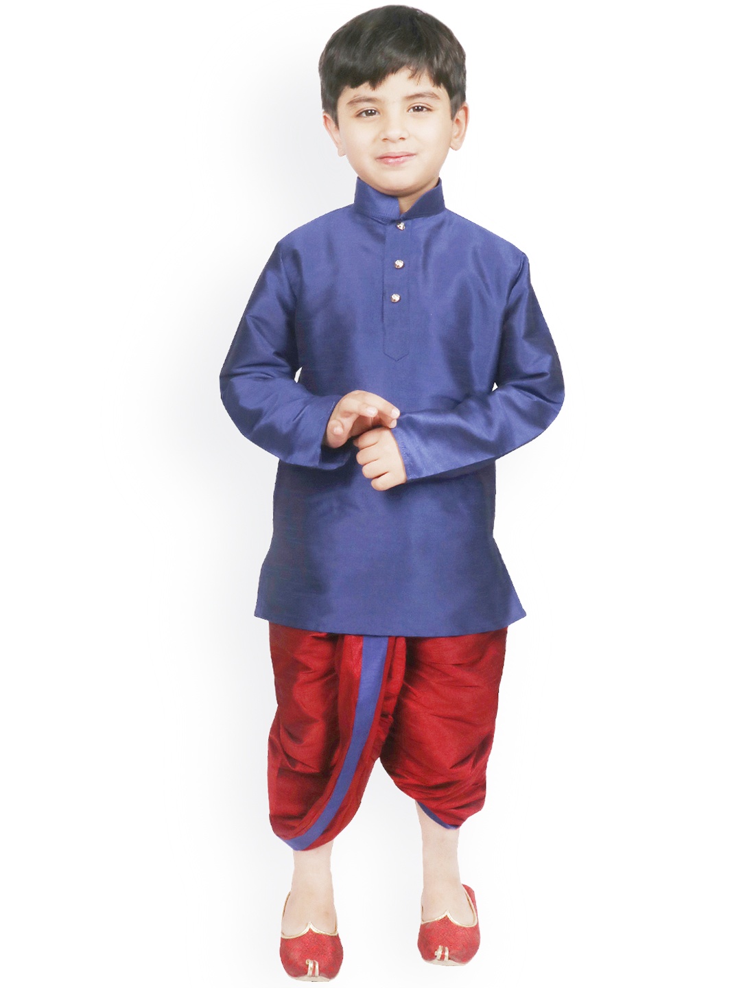 SG YUVRAJ Boys Navy Blue & Red Self Design Raw Silk Kurta with Dhoti Pants
SG YUVRAJ Boys Navy Blue & Red Self Design Raw Silk Kurta with Dhoti Pants