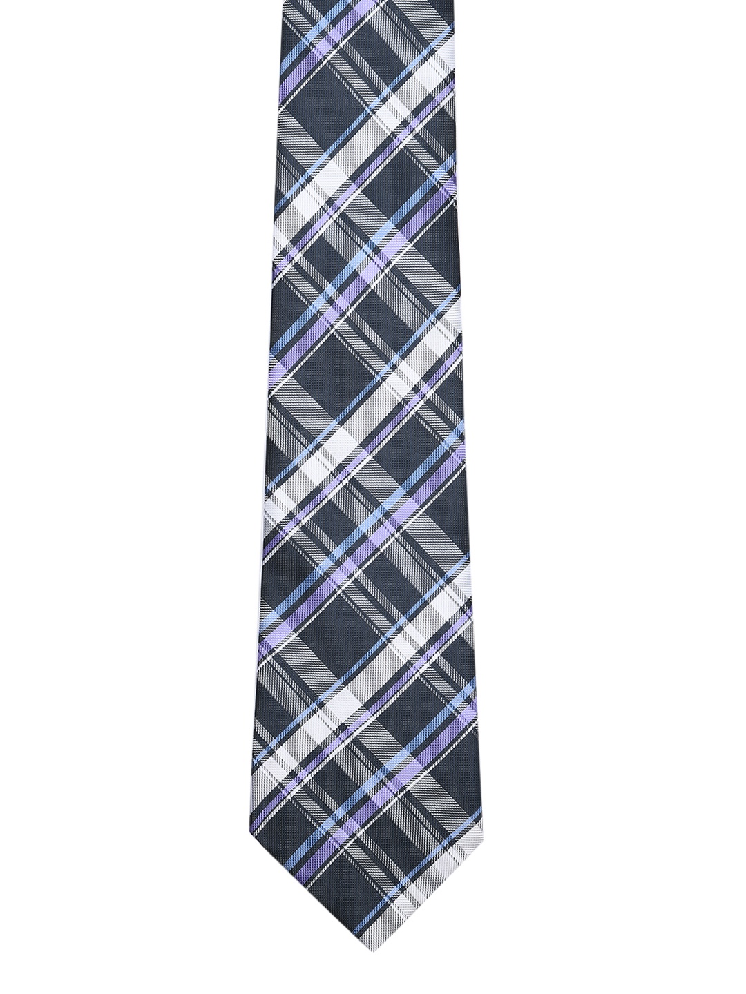 Tossido Grey & Blue Woven Design Broad Tie