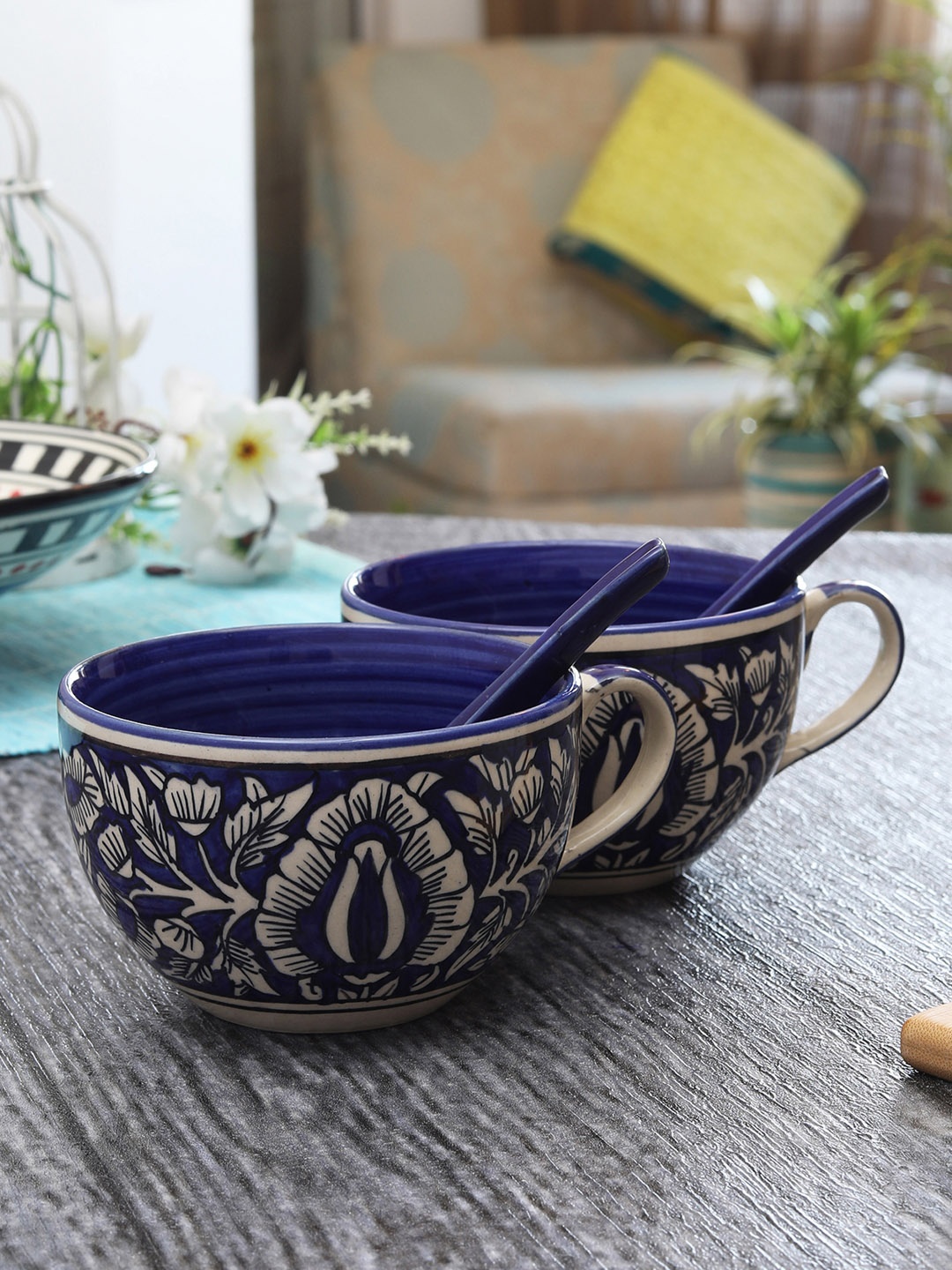 Miah Decor Pack of 2 Mdcf 58 Ceramic Handcrafted Hand Glazed Mughal Soup Bowls, Navy blue
Miah Decor Pack of 2 Mdcf 58 Ceramic Handcrafted Hand Glazed Mughal Soup Bowls, Navy blue