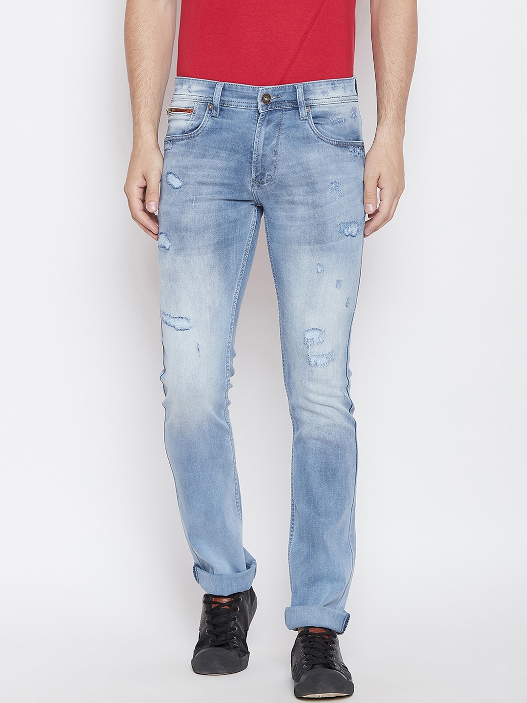 Duke Men Blue Slim Fit Mid-Rise Mildly Distressed Stretchable Jeans