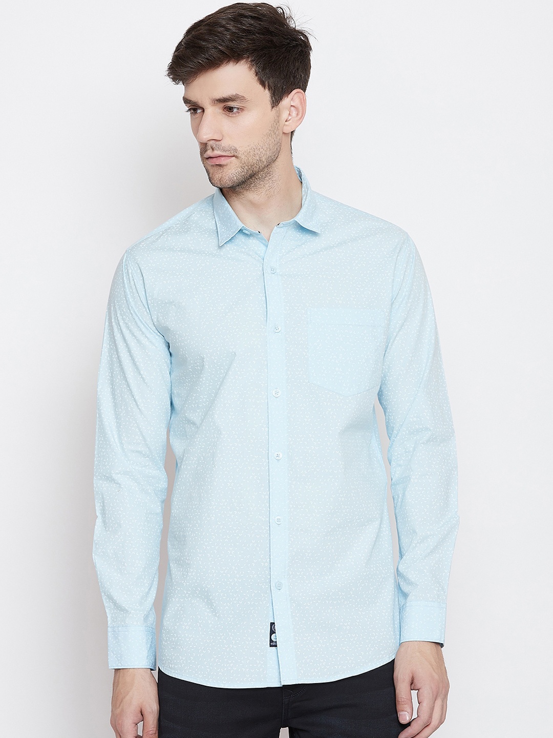 Duke Men Blue Slim Fit Printed Casual Shirt
