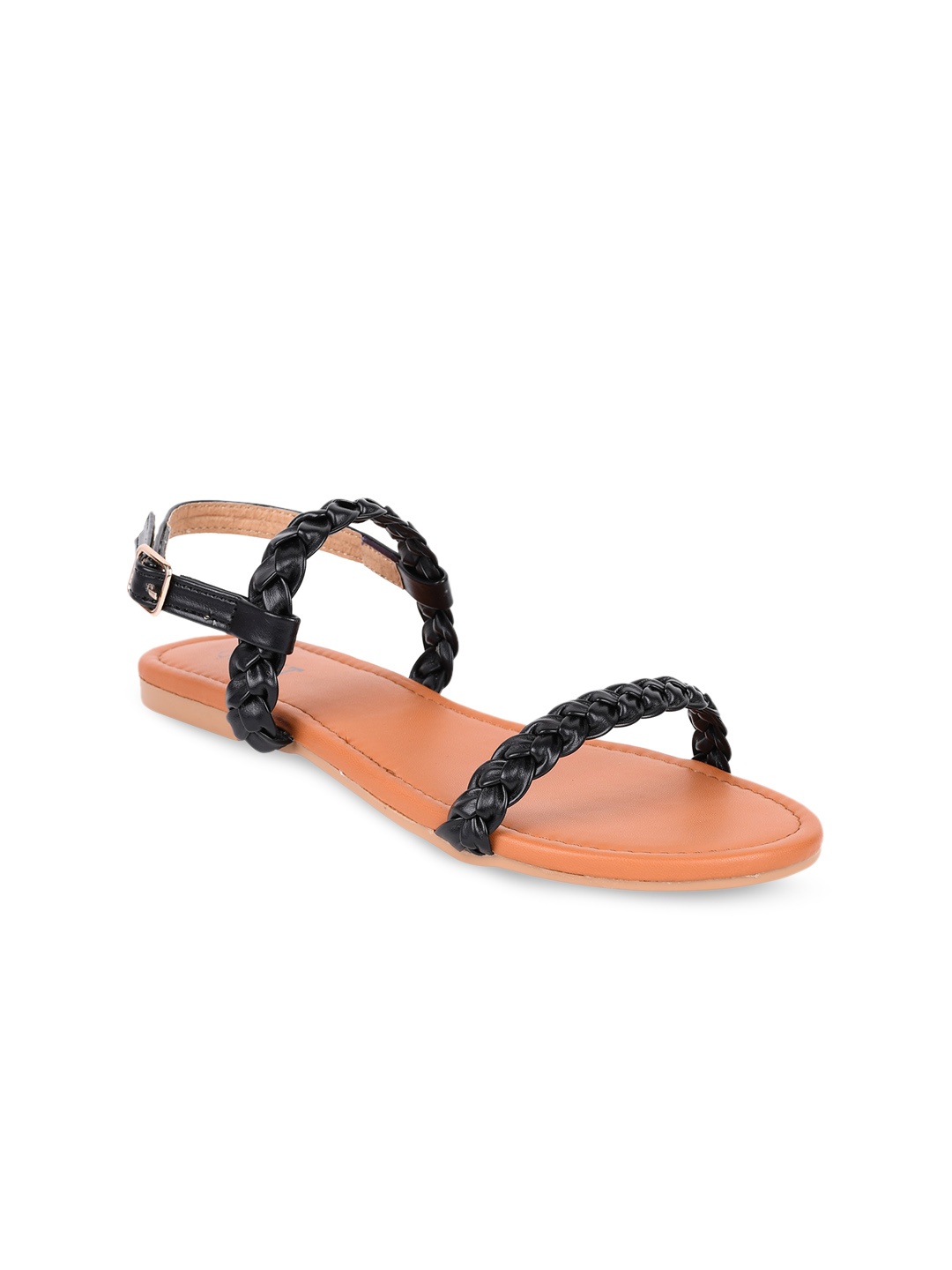 GNIST Women Black Solid Open Toe Flats