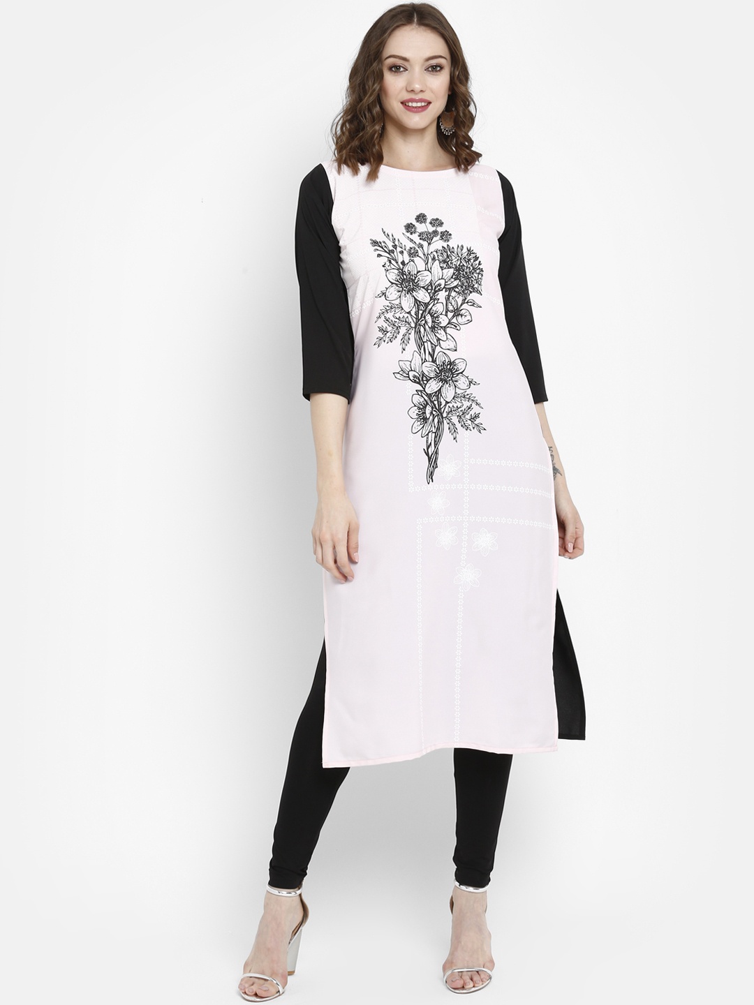 Ahalyaa Women Pink Printed Straight Kurta