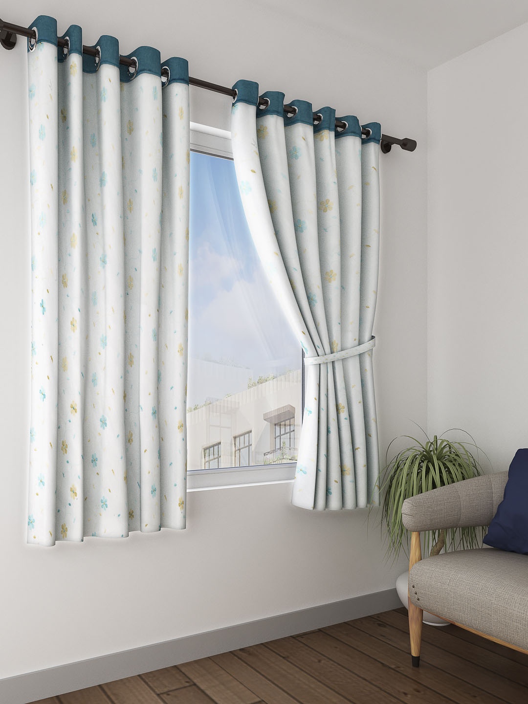 Cortina White Set of 2 Window Curtains