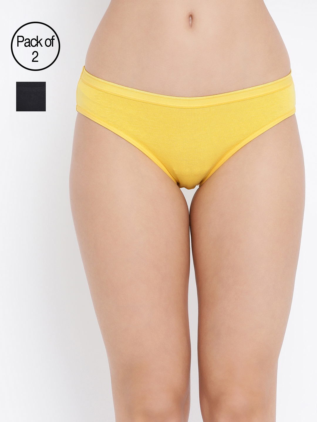 Clovia Women Pack Of 2 Cotton Bikini Briefs COMPNC667XL, Yellow