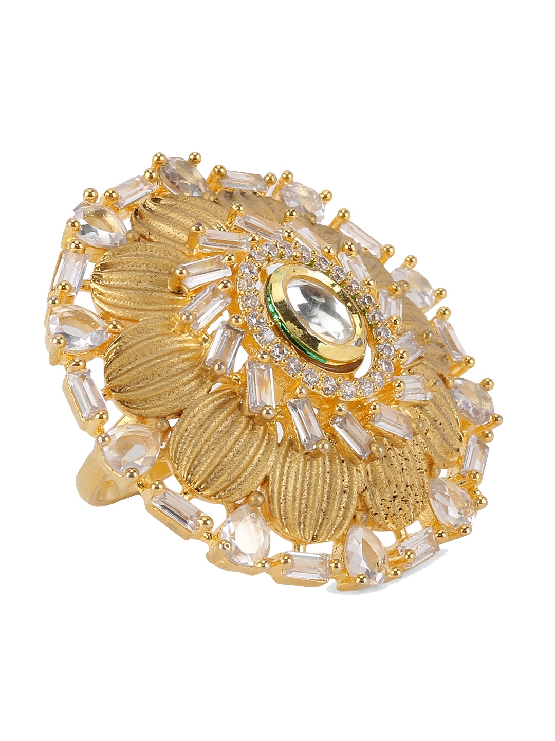 ANIKAS CREATION Women Gold-Plated & White American Diamond Studded With Kundan Finger Ring
ANIKAS CREATION Women Gold-Plated & White American Diamond Studded With Kundan Finger Ring