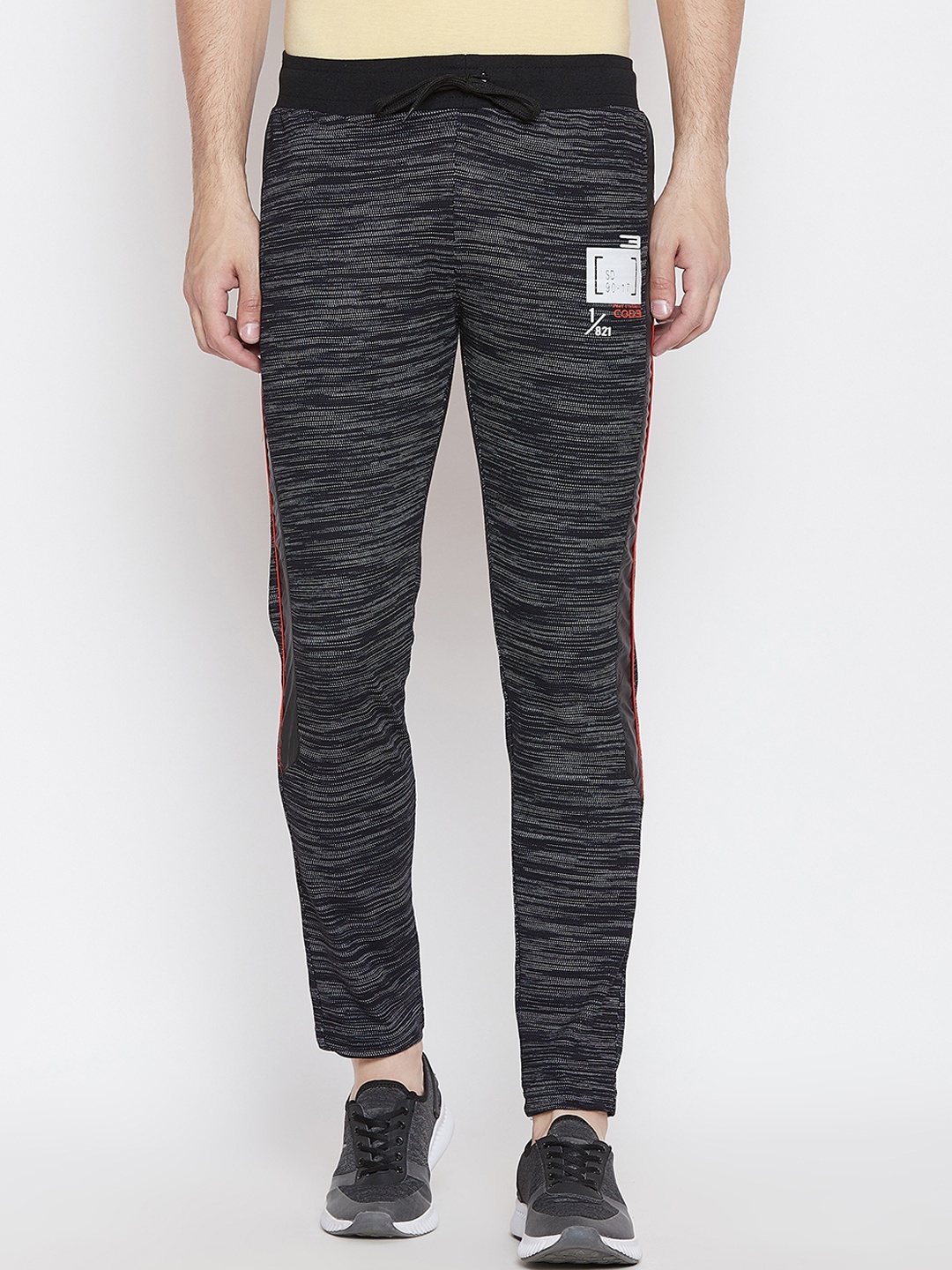 Duke Men Black & White Solid Track Pants