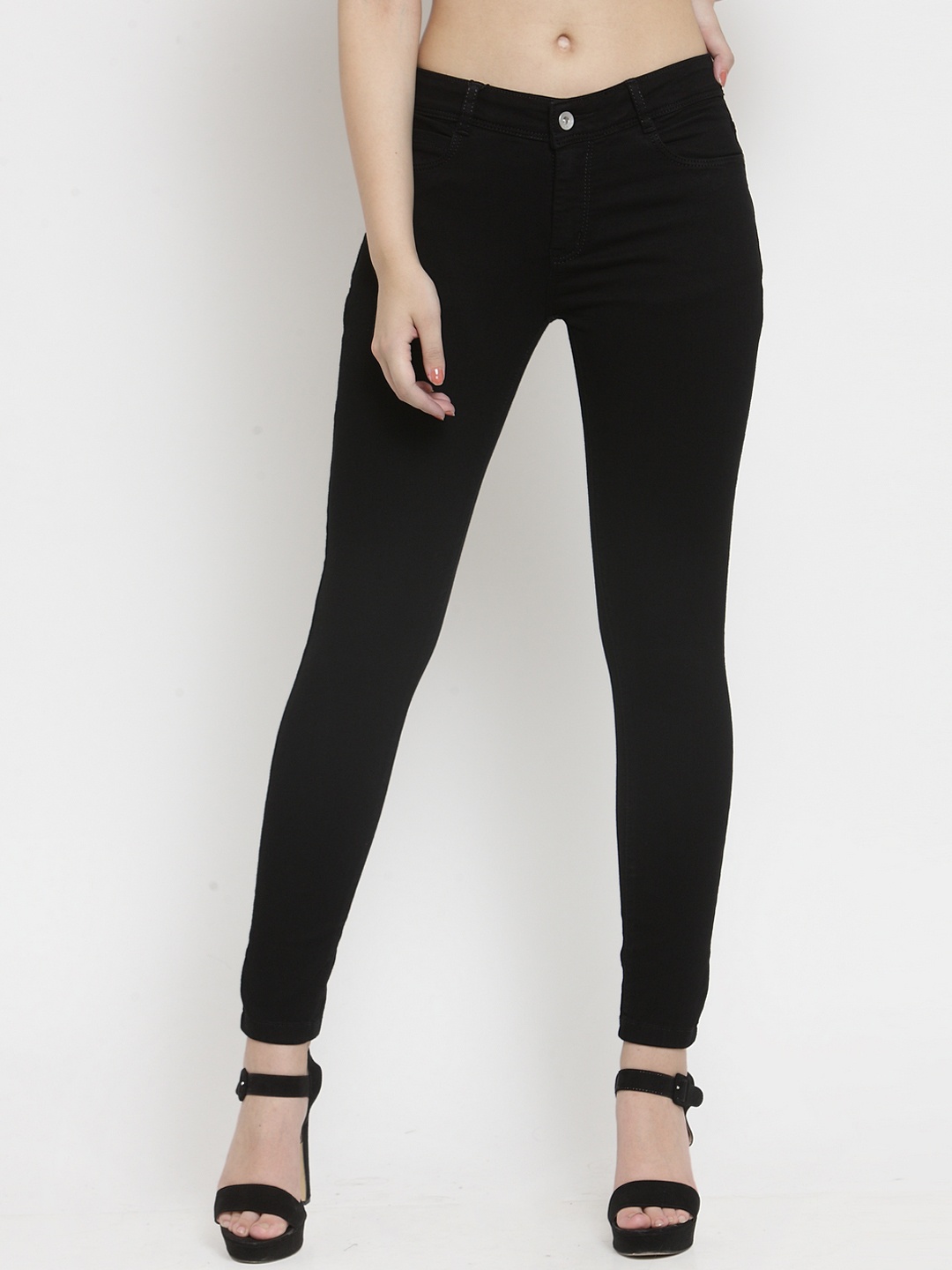 Global Republic Women Black Regular Fit Mid-Rise Clean Look Jeans
