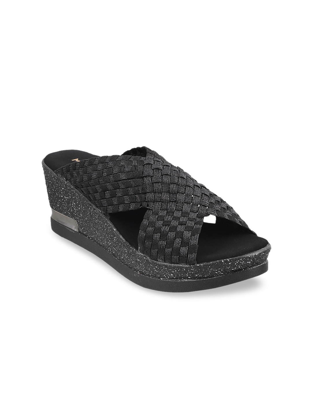 Mochi Women Black Textured Heels
